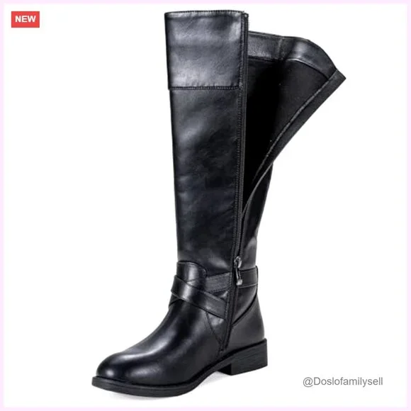 Knee High Riding Boots Wide Calf Low Heel Size 6 M